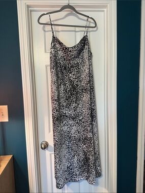 Calvin Klein Black and White Printed Maxi Slip Dress